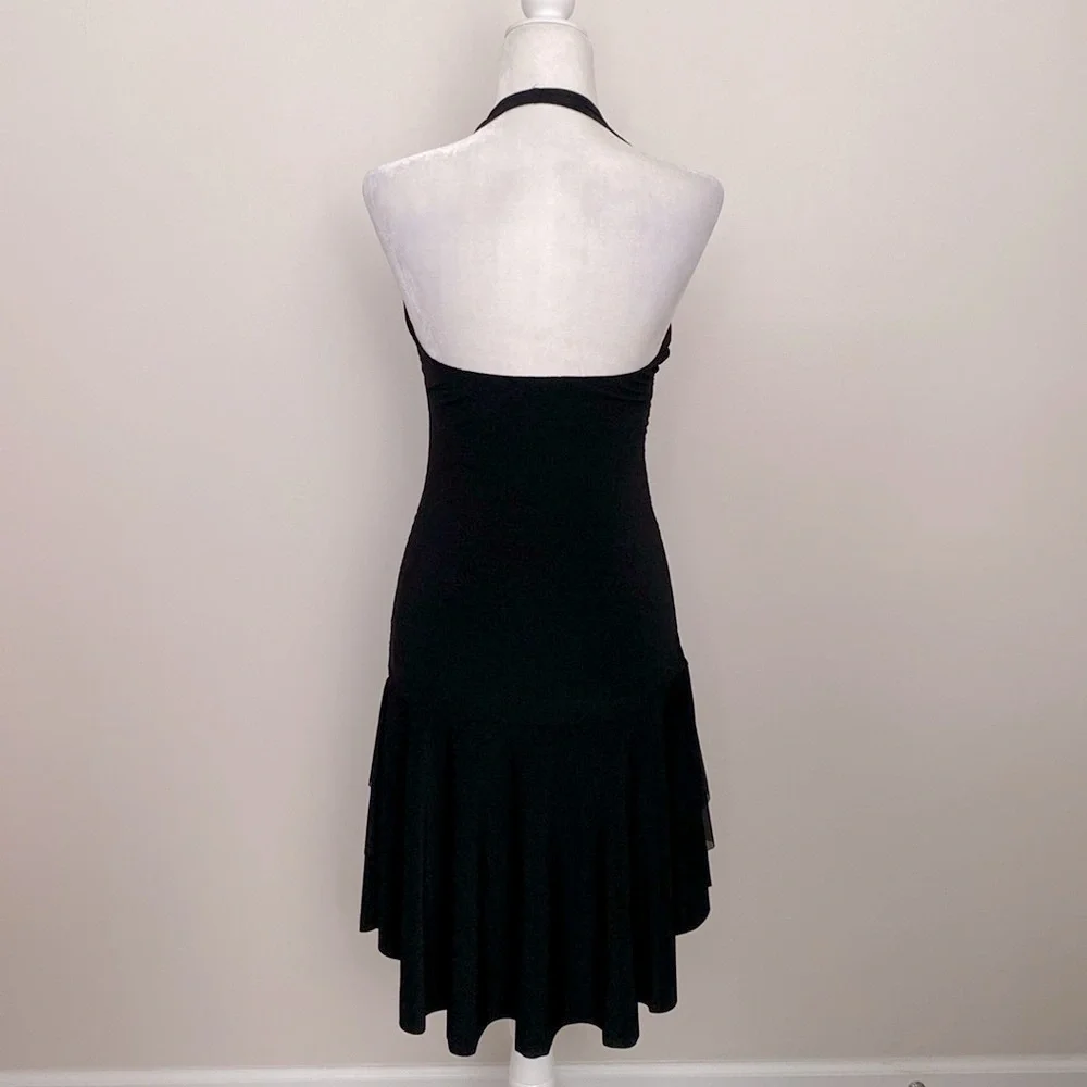 Vintage 90’s Venus black ruffle ruched bodycon mini dress - Picture 4 of 13